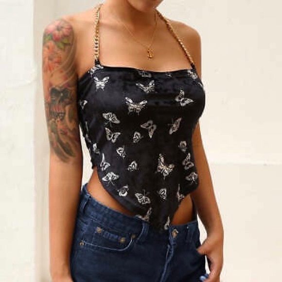 BUTTERFLY CHAIN CROP TOP, SOFT FUZZ - Picture 3 of 4